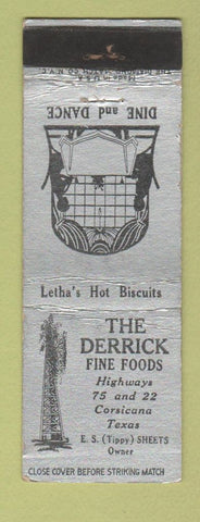 Matchbook Cover - Derricks Restaurant Corsicana TX WEAR