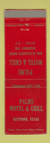Matchbook Cover - Palms Motel Grill Baytown TX WEAR