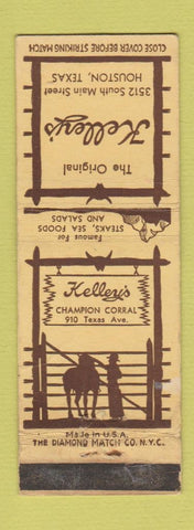 Matchbook Cover - Kelley's Restaurant Houston TX WEAR