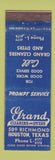 Matchbook Cover - Grand Cleaners Dyers Houston TX