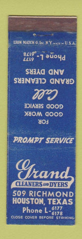Matchbook Cover - Grand Cleaners Dyers Houston TX