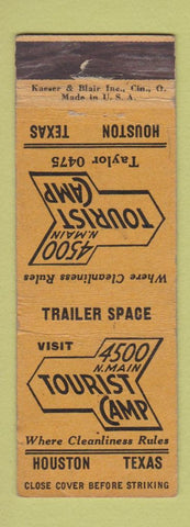 Matchbook Cover - Tourist Camp Houston TX WEAR