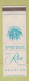 Matchbook Cover - Rice Hotel Houston TX WHITE