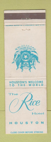 Matchbook Cover - Rice Hotel Houston TX WHITE