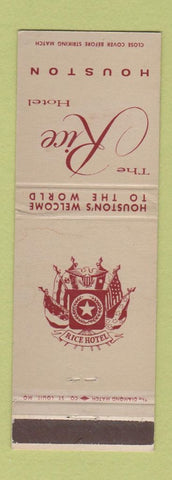 Matchbook Cover - Rice Hotel Houston TX TAN WEAR