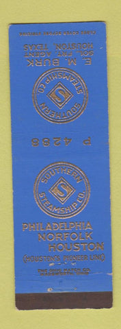 Matchbook Cover - Southern Steamship Houston TX EM Burk