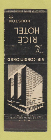 Matchbook Cover - Rice Hotel Houston TX