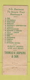 Matchbook Cover - Thomas Hopkins Insurance Houston TX