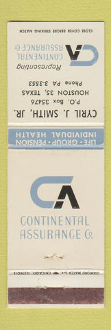 Matchbook Cover - Continental Insurance Cyril Smith Houston TX WEAR