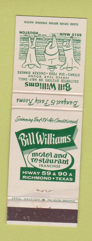 Matchbook Cover - Bill Williams Motel Restaurant Richmond TX