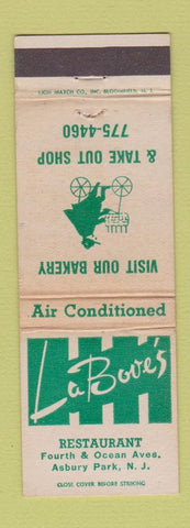 Matchbook Cover - La Bove's Restaurant Asbury Park NJ WORN
