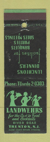 Matchbook Cover - Landwehrs Restaurant Trenton NJ
