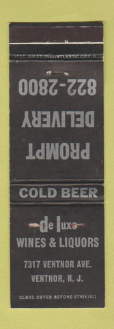 Matchbook Cover - DeLuxe Liquors Ventnor NJ WEAR