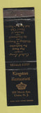 Matchbook Cover - Kingston Restaurant Union NJ WORN
