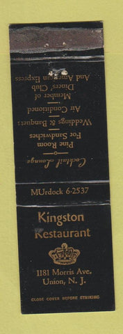 Matchbook Cover - Kingston Restaurant Union NJ WORN