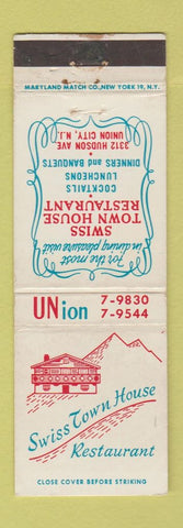 Matchbook Cover - Swiss Town House Restaurant Union City NJ WEAR