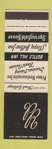 Matchbook Cover - Prime Restaurants Madison Scotch Plains Springfield NJ