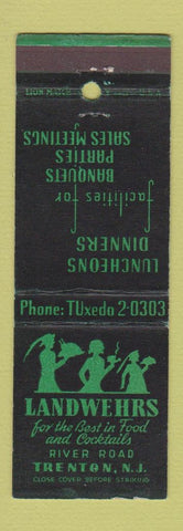 Matchbook Cover - Landwehrs Restaurant Trenton NJ