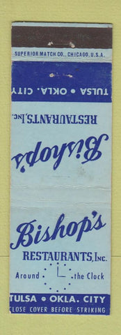 Matchbook Cover - Bishop's Restaurants Tulsa Oklahoma City OK
