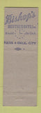 Matchbook Cover - Bishop's Restaurants Tulsa Oklahoma City OK