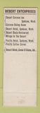 Matchbook Cover - Desert Hotel Spokane WA Oasis