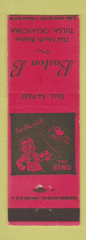 Matchbook Cover - Boston B Tulsa OK bar