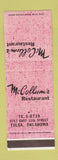 Matchbook Cover - McCollum's Restaurant Tulsa OK