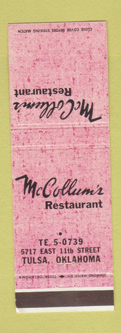 Matchbook Cover - McCollum's Restaurant Tulsa OK