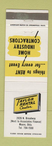 Matchbook Cover - Taylor Rental Center Moore OK