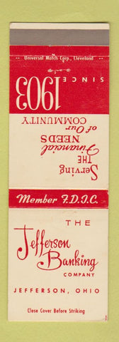 Matchbook Cover - Jefferson Banking Company Jefferson OH