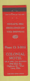Matchbook Cover - Colonial Motel Lima OH
