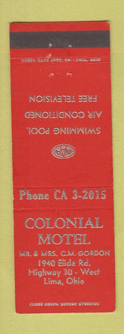 Matchbook Cover - Colonial Motel Lima OH