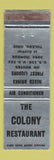 Matchbook Cover - Colony Restaurant Toledo OH WEAR