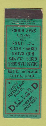Matchbook Cover - Deckard Pumping Equipment Tulsa OK WORN