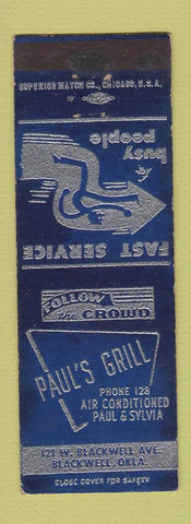 Matchbook Cover - Paul's Grill Blackwell OK