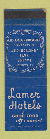 Matchbook Cover - Lamer Hotels Salina Hays Junction City KS Ponca City OK WEAR