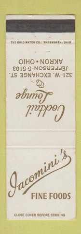 Matchbook Cover - Jacomini's Restaurant Akron OH