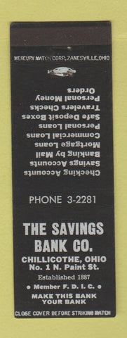 Matchbook Cover - Savings Bank Chillicothe OH