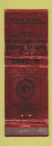 Matchbook Cover - Anthony Mondok Custom Tailor Canton OH