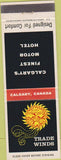 Matchbook Cover - Trade Winds Motor Hotel Calgary Alberta