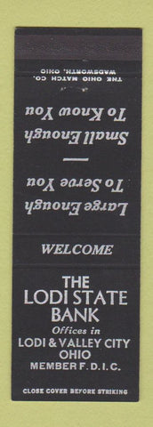 Matchbook Cover - Lodi State Bank Lodi Valley City OH