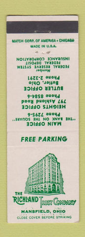 Matchbook Cover - Richland Trust Company Mansfield OH