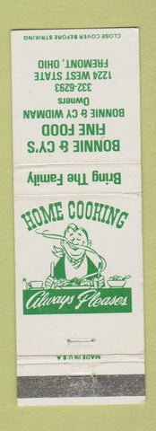 Matchbook Cover - Bonnie & Cy's Restaurant Fremont OH