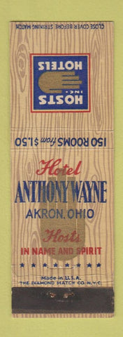 Matchbook Cover - Hotel Anthony Wayne Akron OH