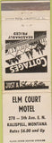 Matchbook Cover - Elm Hourt Motel Kalispell MT