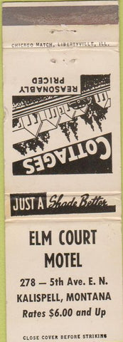 Matchbook Cover - Elm Hourt Motel Kalispell MT