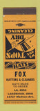 Matchbook Cover - Fox Hatters Cleaners Lakewood OH ORANGE