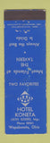 Matchbook Cover - Hotel Koneta Wapakoneta OH MERCHANTS