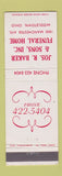 Matchbook Cover - Jos Baker Sons Funeral Home Middletown OH