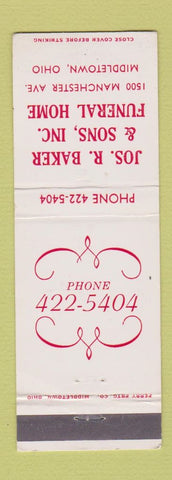 Matchbook Cover - Jos Baker Sons Funeral Home Middletown OH